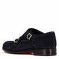 Double buckle men's shoe in blue suede