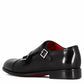 Men's double buckle shoe in black leather