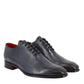 Handmade men's wholecut shoes in LEATHER delavè blue calfskin