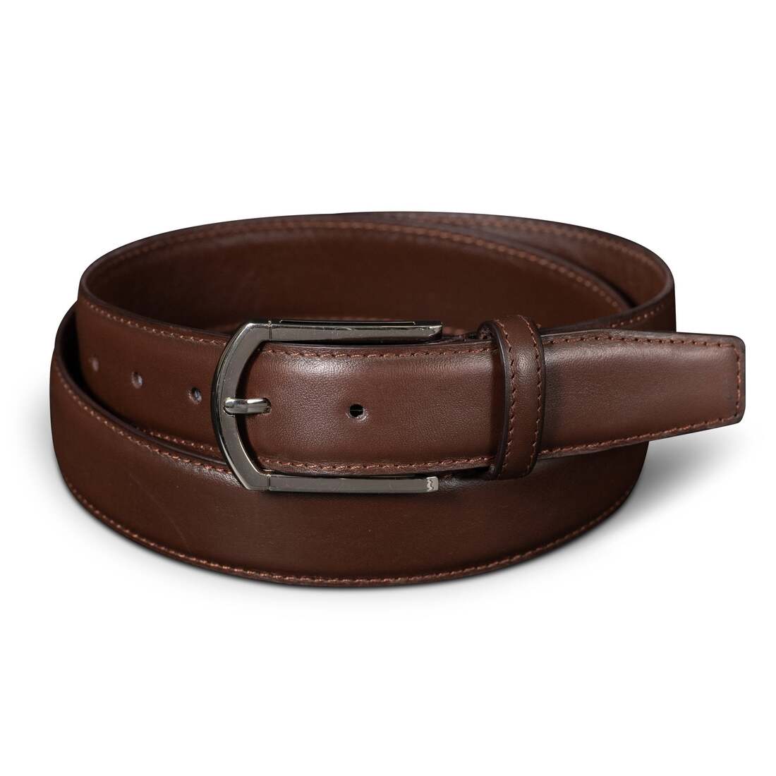 Single Stitch Leather Belt - Brown