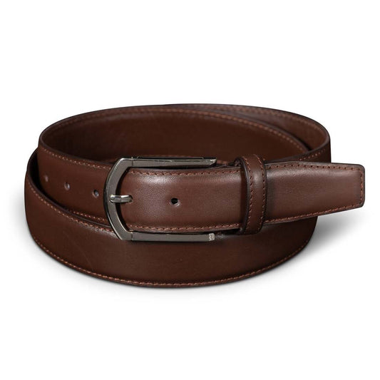 Single Stitch Leather Belt - Brown