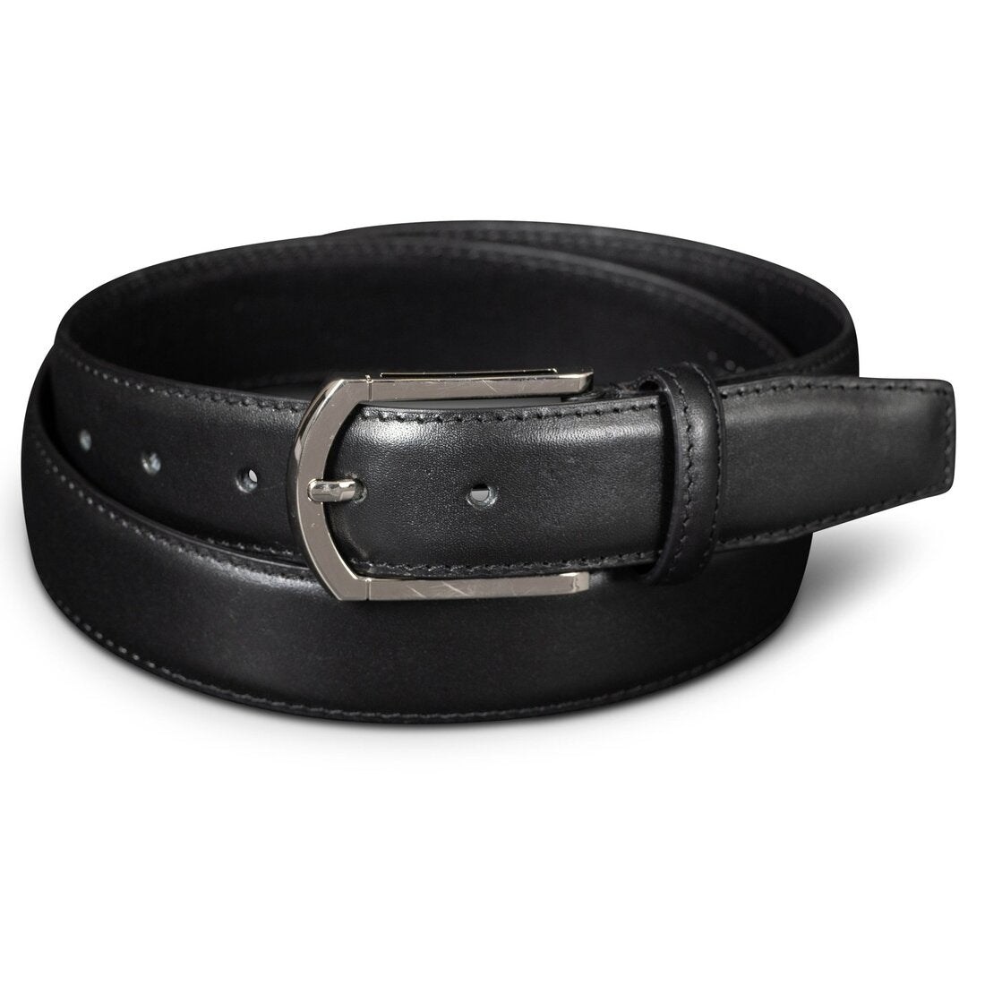 Single Stitch Leather Belt - Black