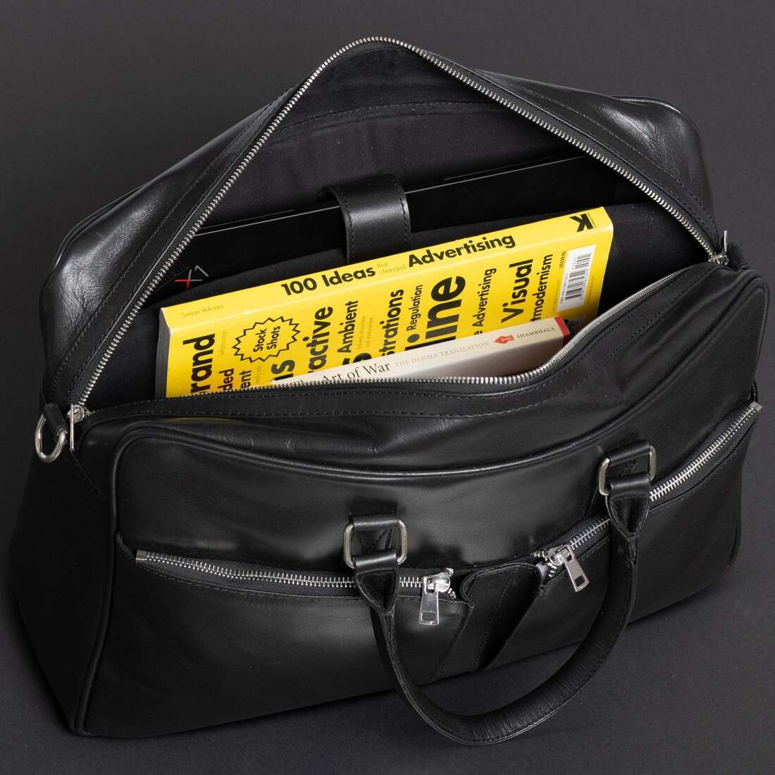 Slim Leather Briefcase 17" - Black