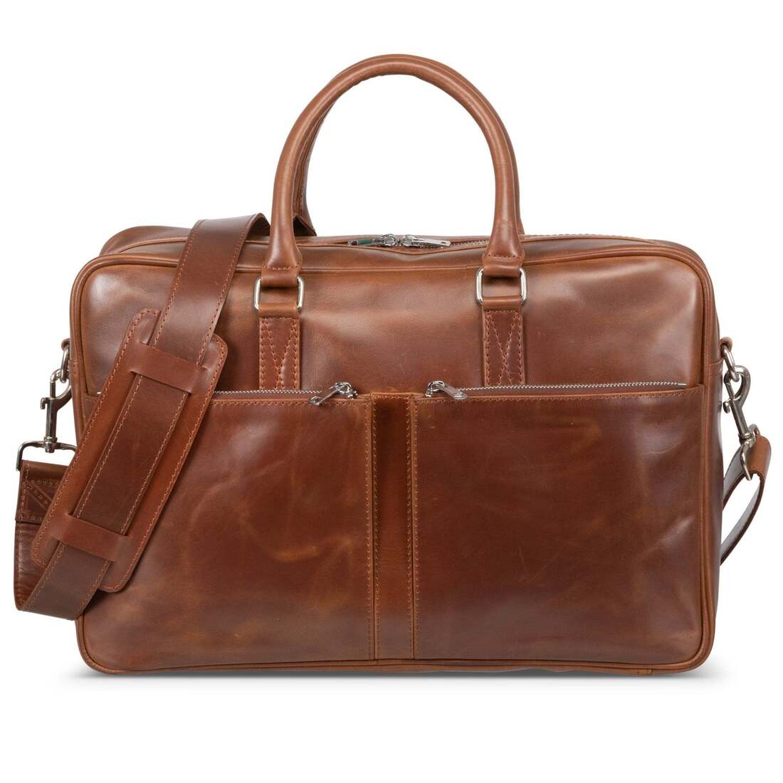 Slim Leather Briefcase 17" - Serena Brown