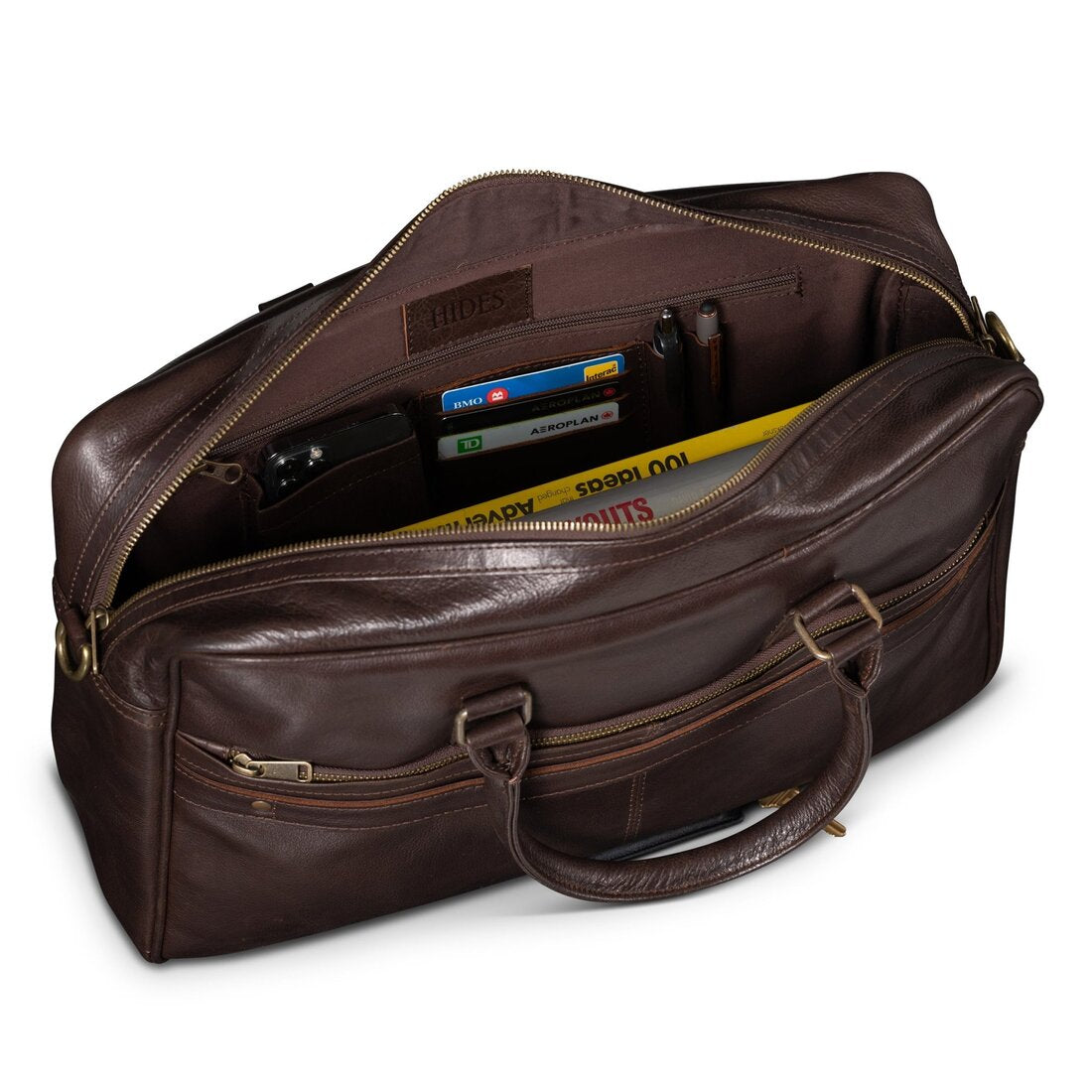 Slim Leather Briefcase 17" - Dark Brown