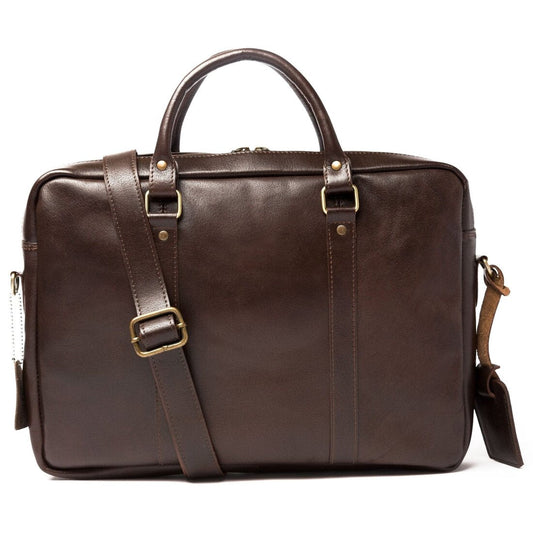 Slim Leather Briefcase 15" - Antique Brown