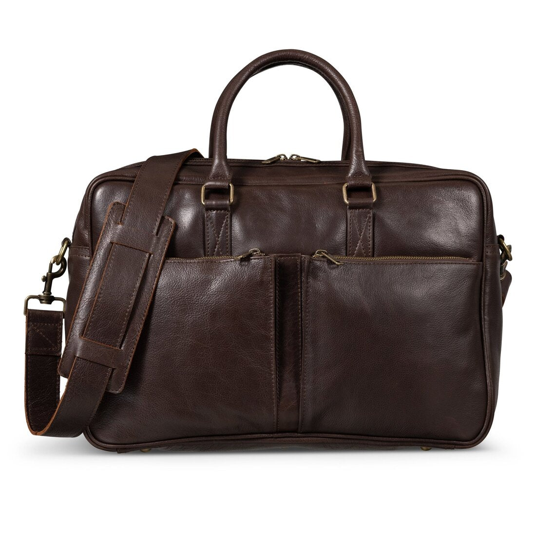 Slim Leather Briefcase 17" - Dark Brown