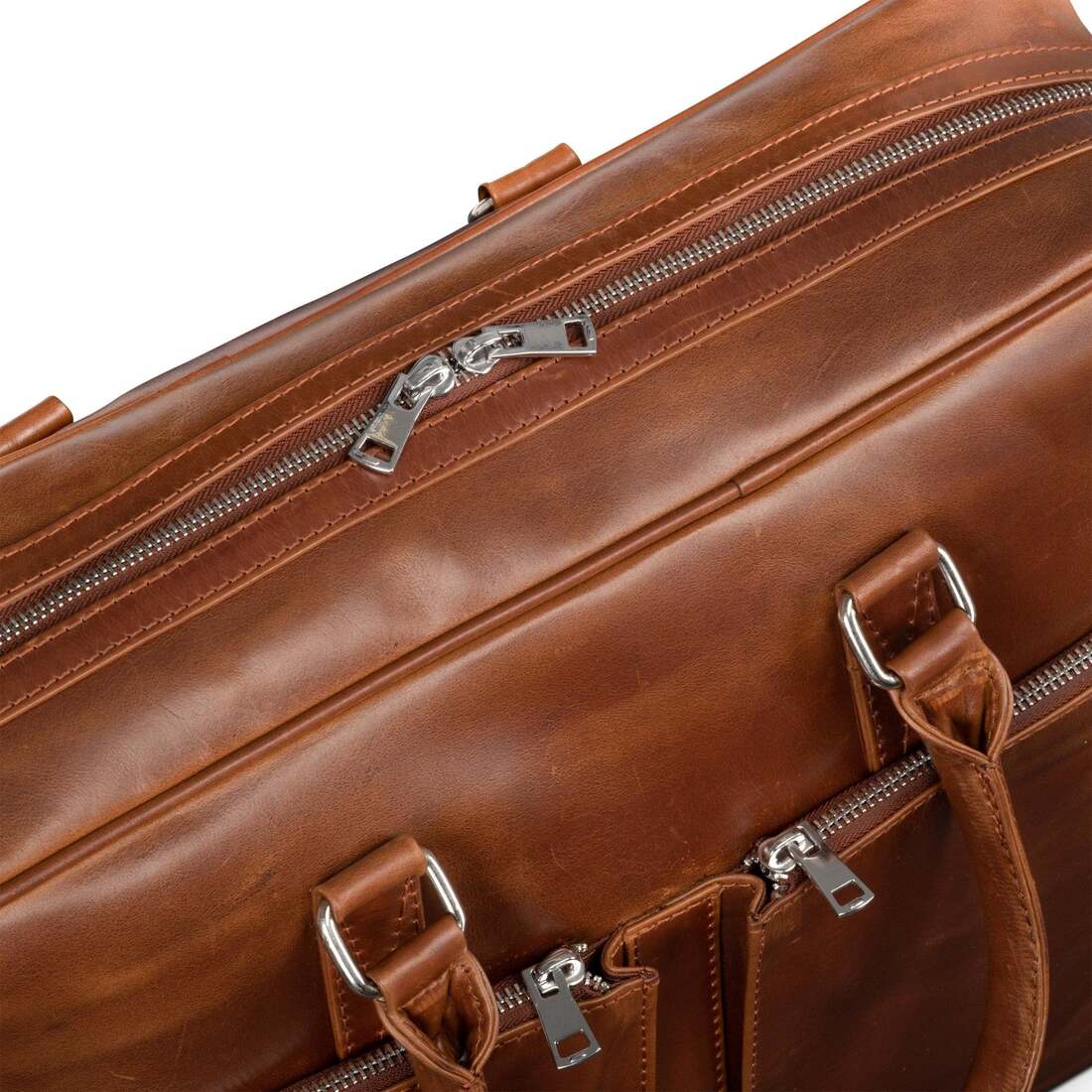 Slim Leather Briefcase 17" - Serena Brown
