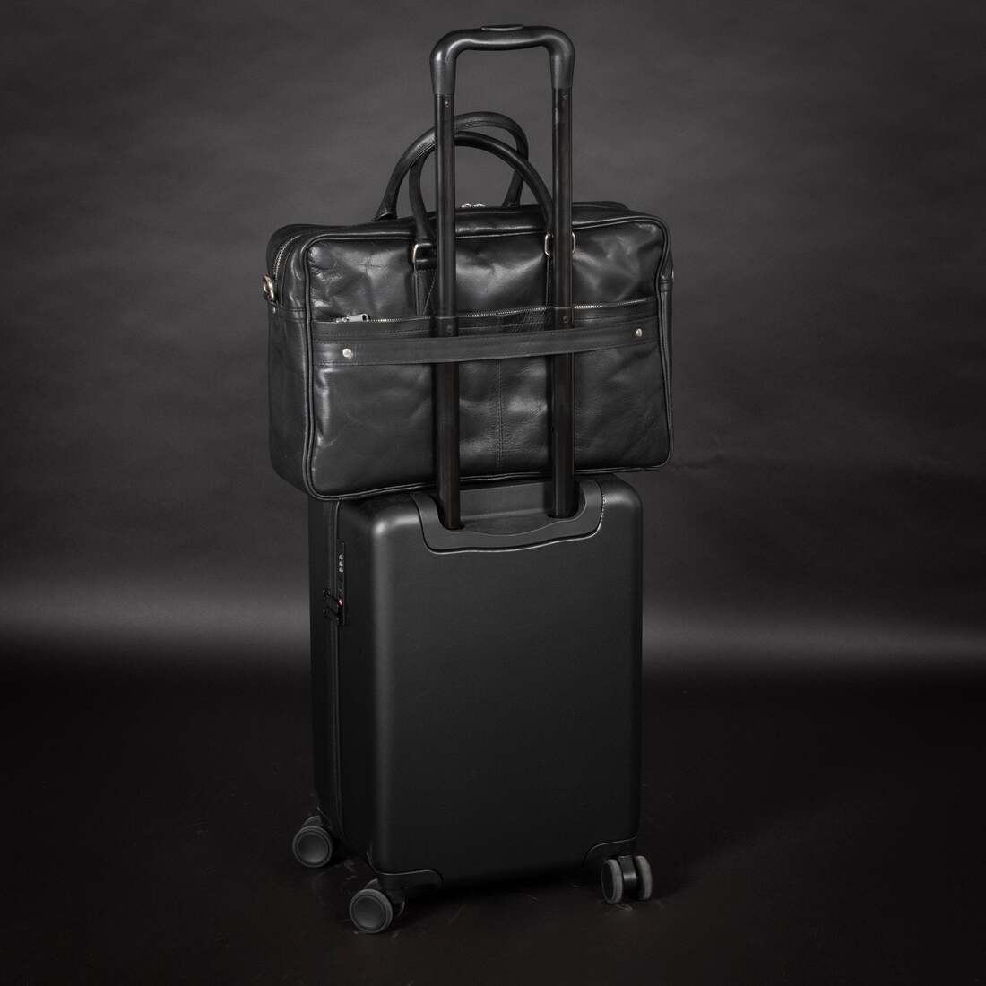 Slim Leather Briefcase 17" - Black