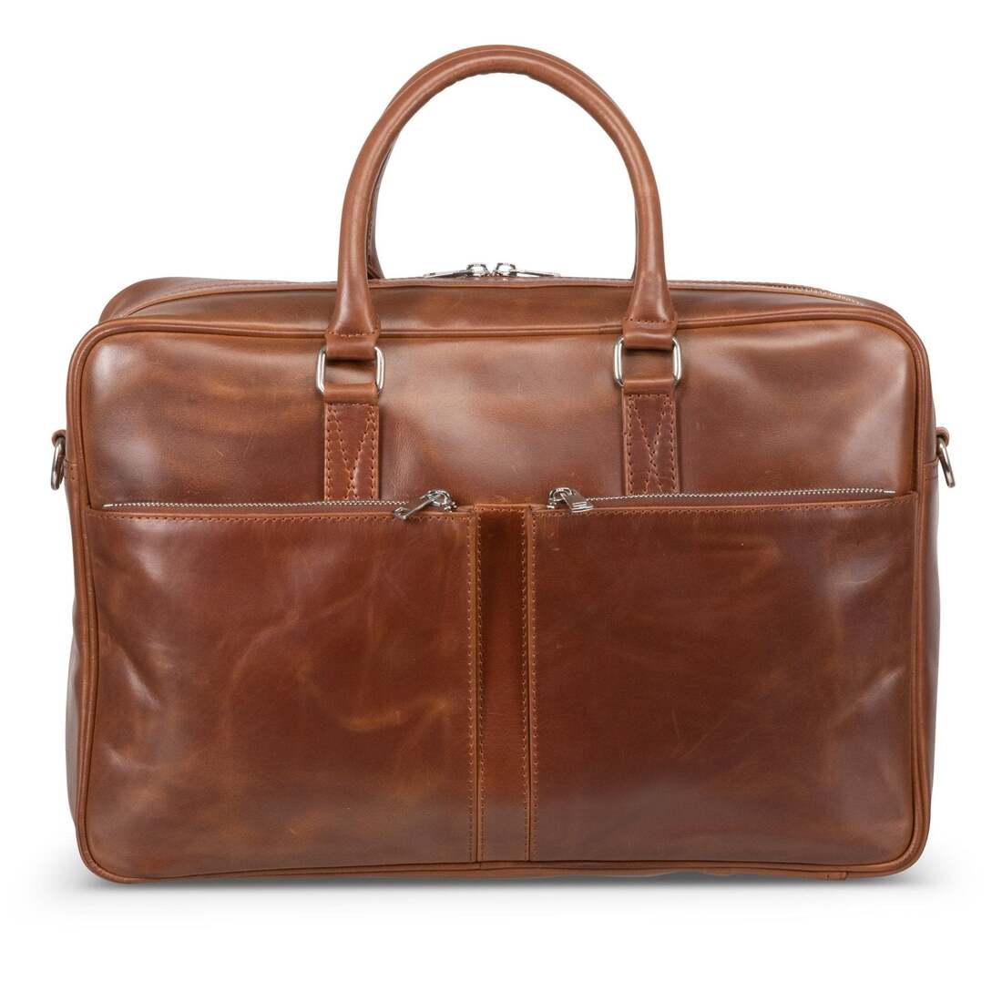 Slim Leather Briefcase 17" - Serena Brown