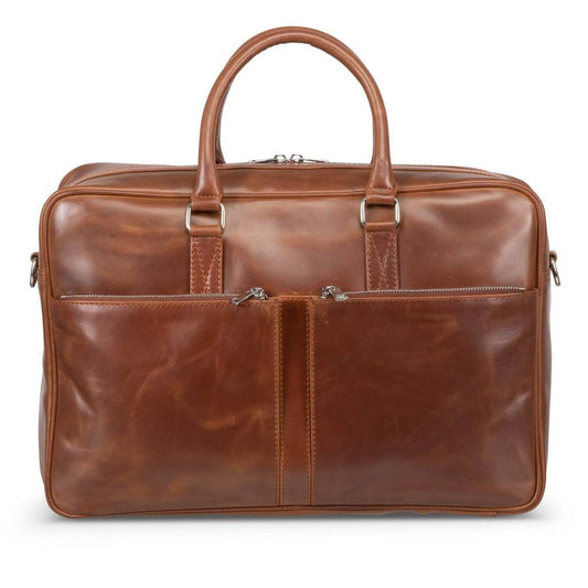 Slim Leather Briefcase 17" - Serena Brown
