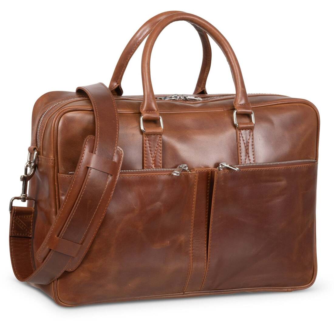 Slim Leather Briefcase 17" - Serena Brown
