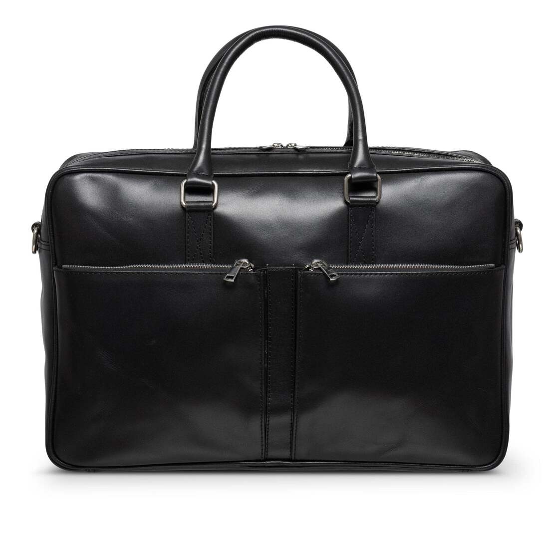 Slim Leather Briefcase 17" - Black