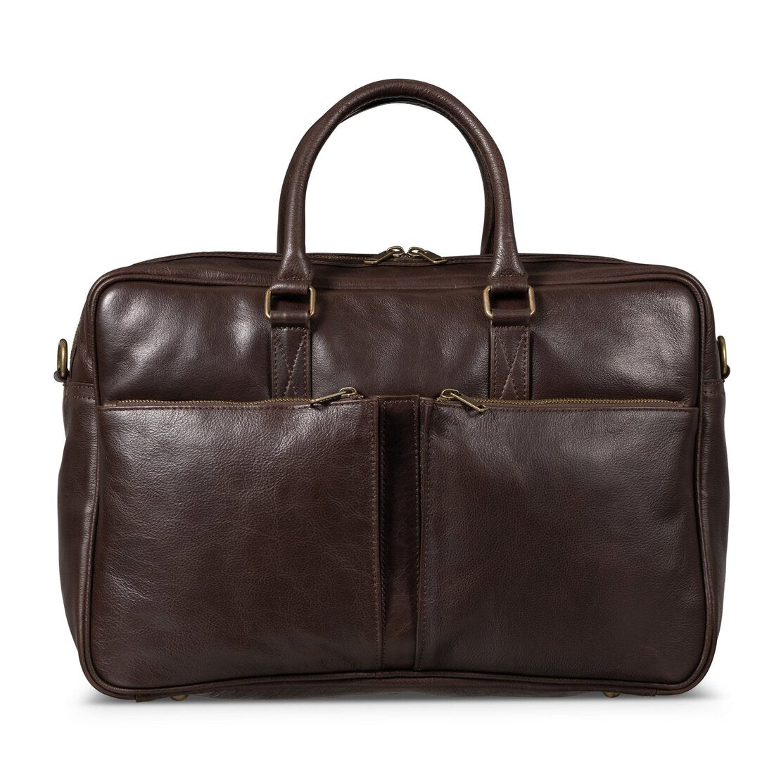 Slim Leather Briefcase 17" - Dark Brown