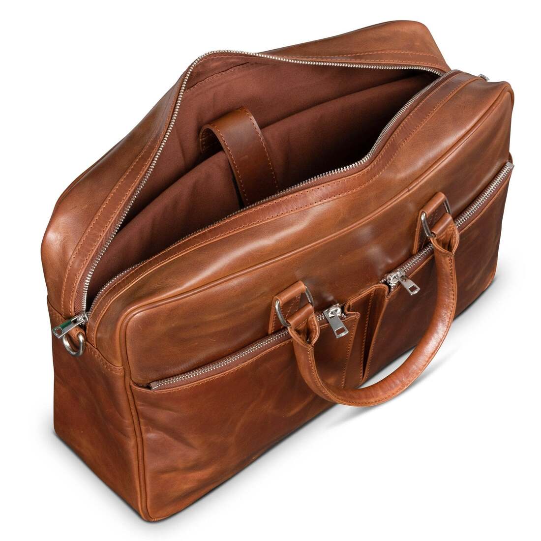 Slim Leather Briefcase 17" - Serena Brown