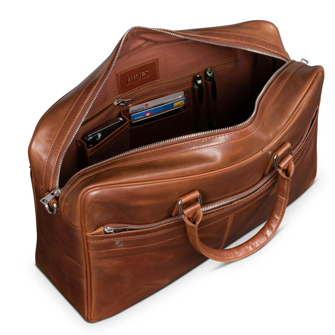 Slim Leather Briefcase 17" - Serena Brown