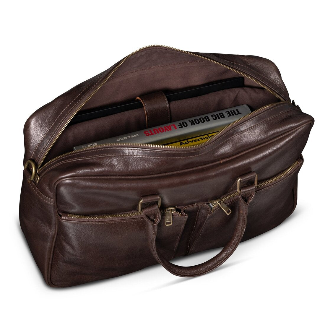 Slim Leather Briefcase 17" - Dark Brown