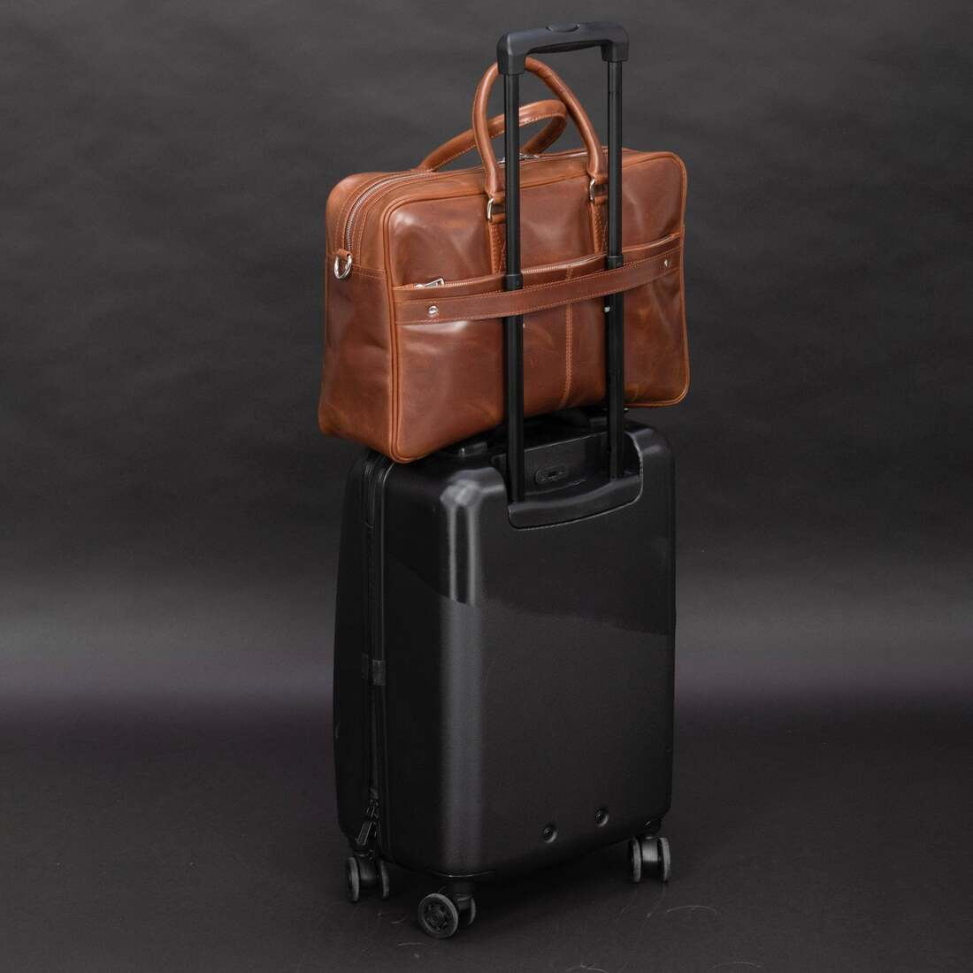 Slim Leather Briefcase 17" - Serena Brown