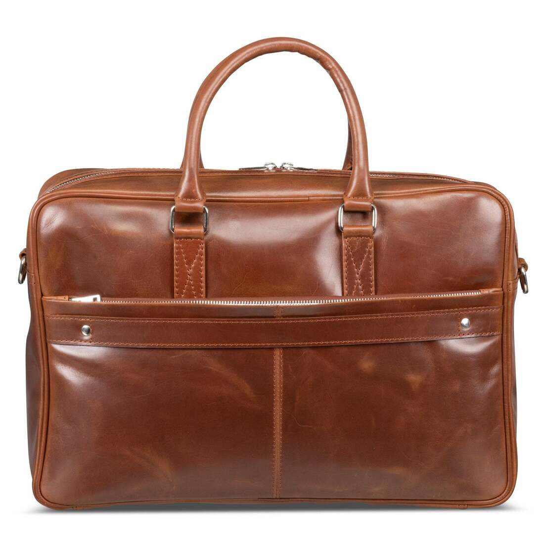 Slim Leather Briefcase 17" - Serena Brown