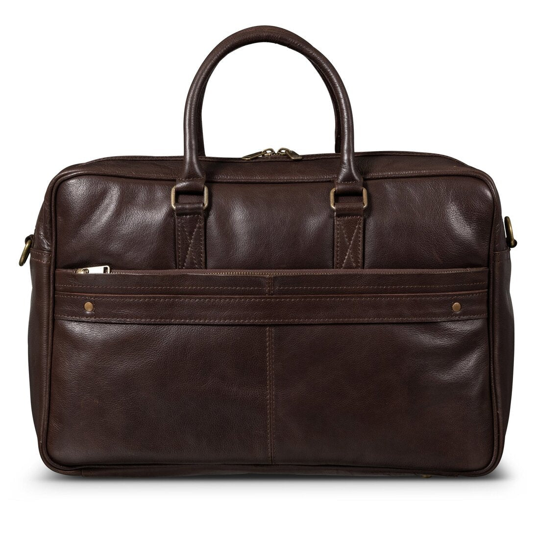 Slim Leather Briefcase 17" - Dark Brown