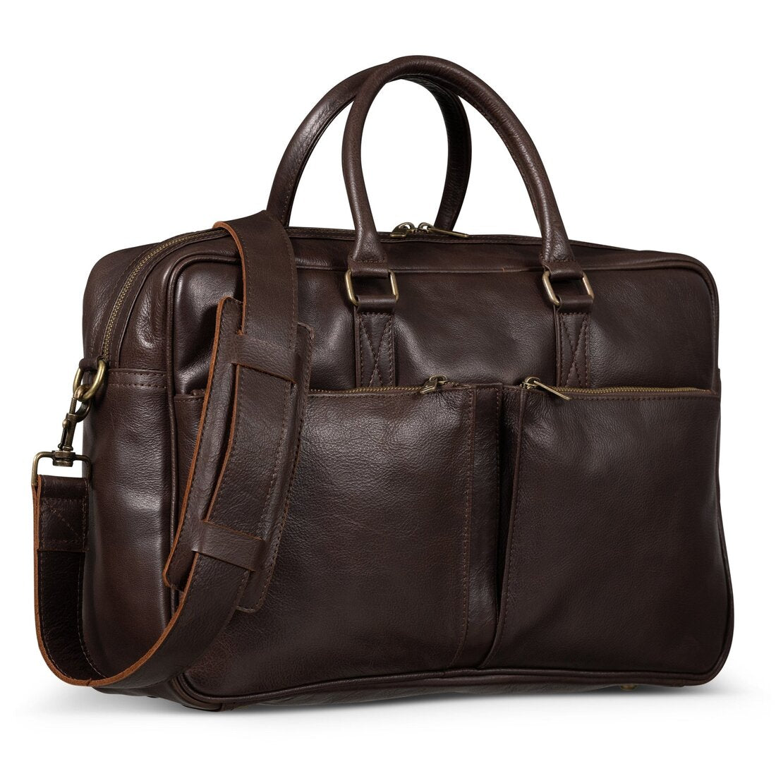Slim Leather Briefcase 17" - Dark Brown