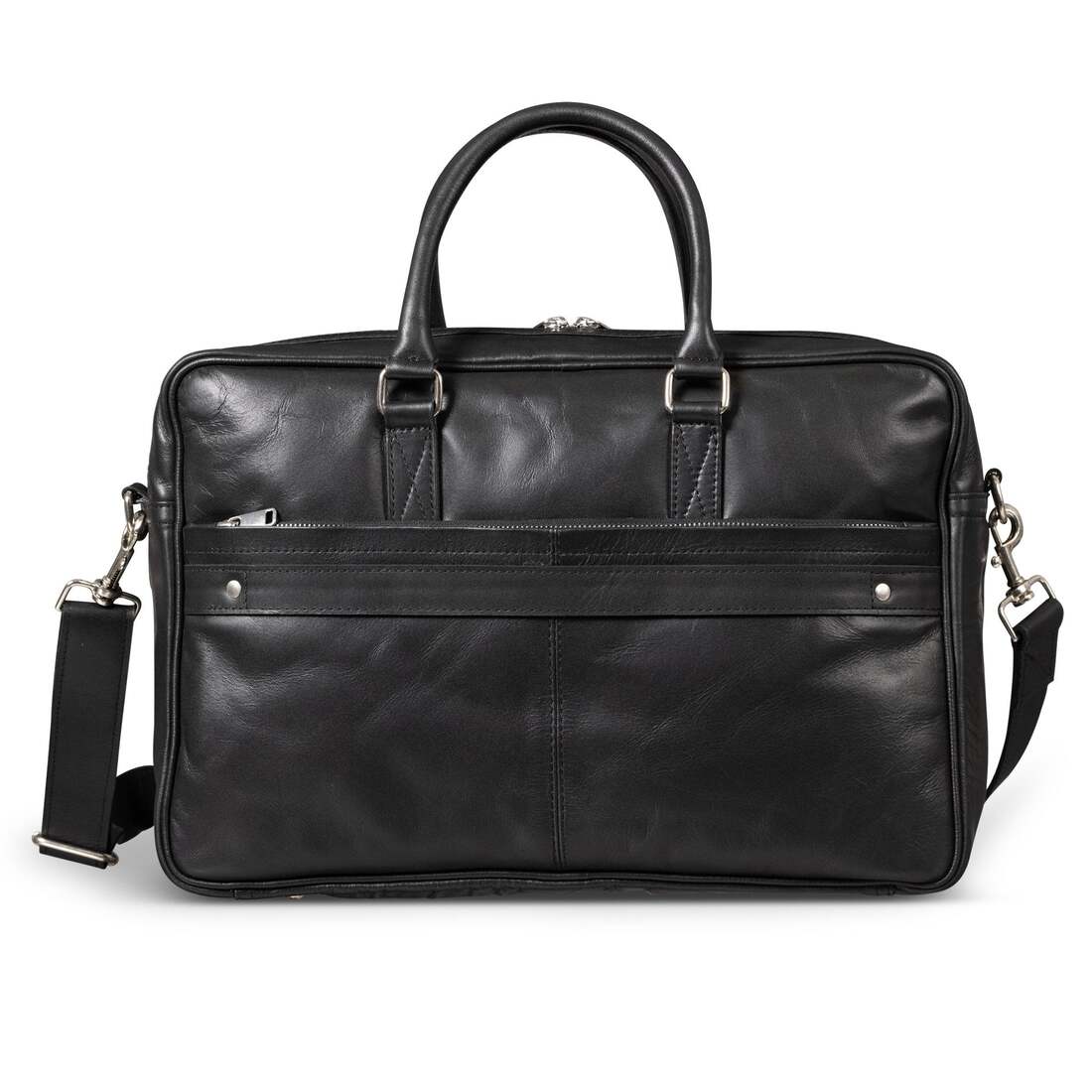 Slim Leather Briefcase 17" - Black