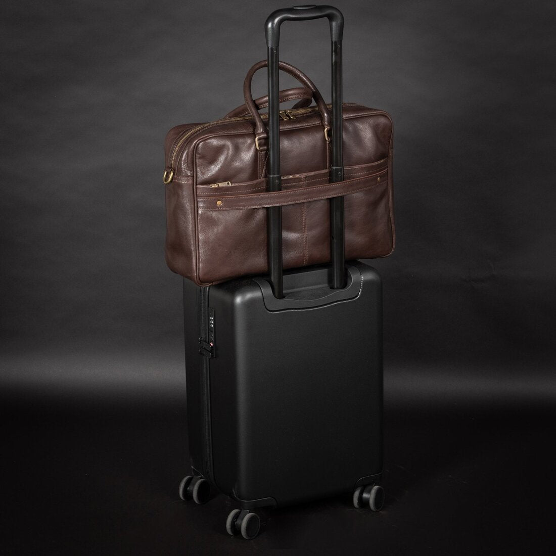 Slim Leather Briefcase 17" - Dark Brown