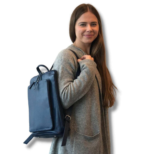 Tech Leather Backpack - Blue