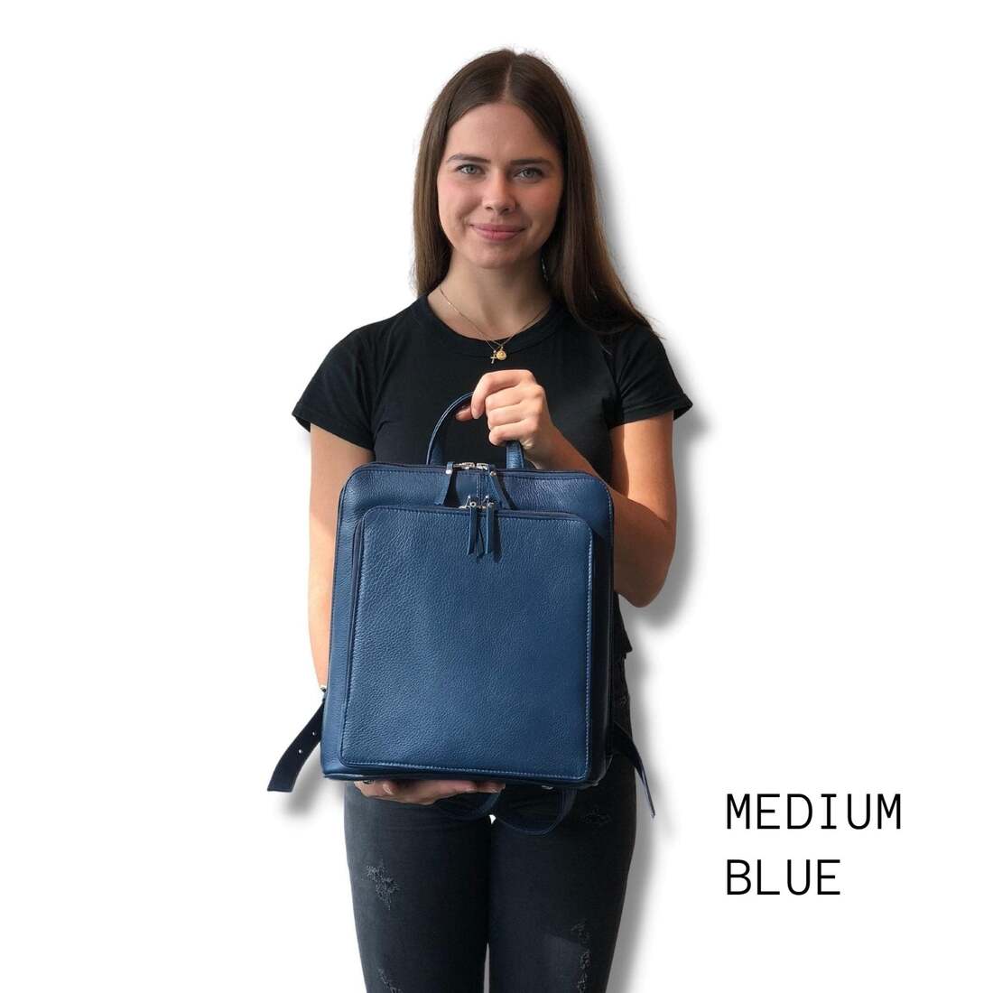 Tech Leather Backpack - Blue