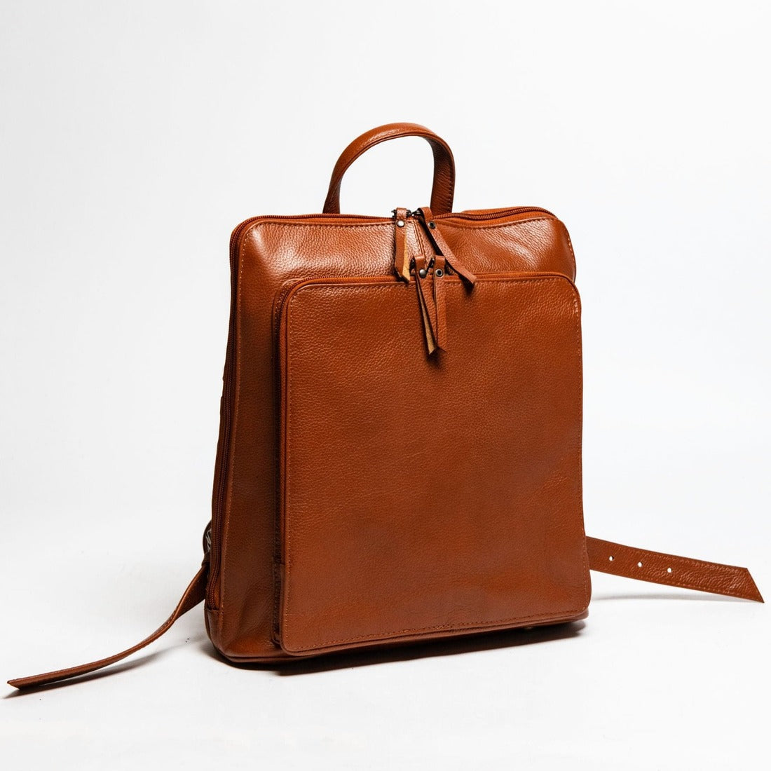 Tech Leather Backpack - Tan