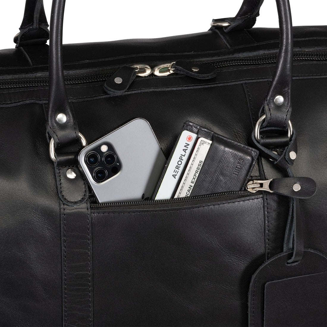 Tourist 50L Leather Duffle - Black