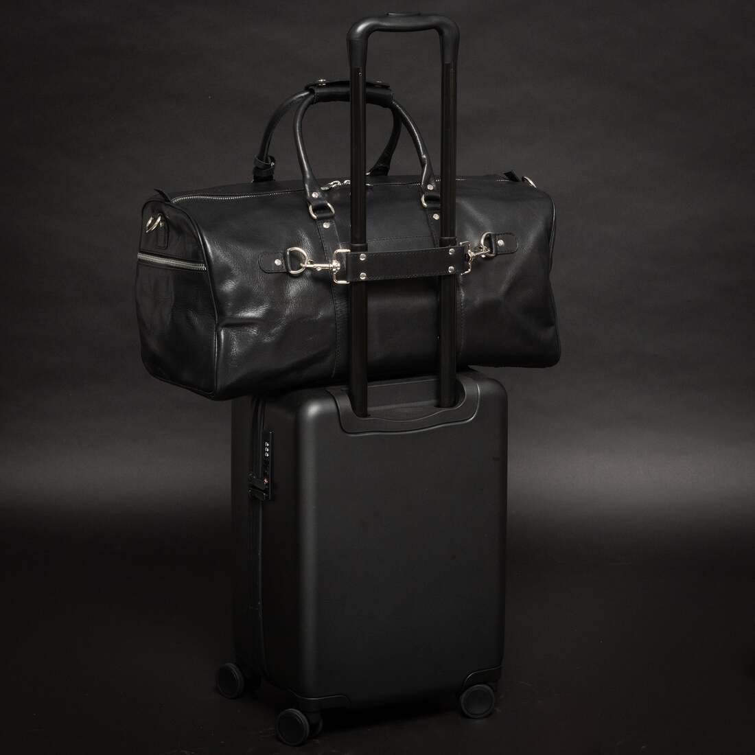 Traveler 45L Leather Duffle - Black