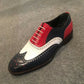 Handmade Men's Tri Tone Genuine Leather Wingtip Oxford Shoes